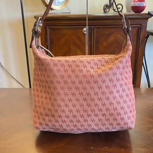 Dooney & Bourke Red Monogram Canvas Shoulder Bag EUC